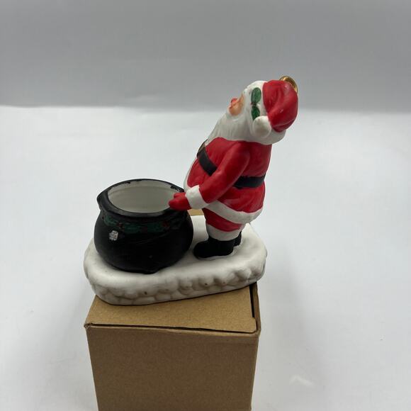 Vintage Ceramic Santa Claus Tea Light Candle Holder Christmas Decor Figurine MCM - Picture 7 of 9
